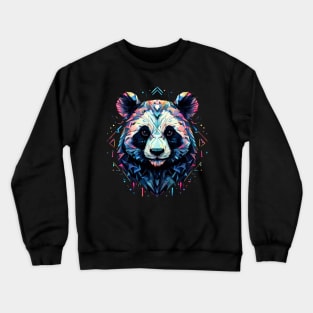 A Blue, Pink, White And Black Panda Crewneck Sweatshirt